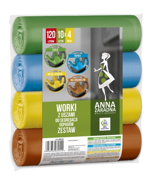 AZ Worki z uszami do segregacji odpadów ZESTAW 120L 4x10szt AZ Worki z uszami do segregacji odpadów ZESTAW 120L 4x10szt