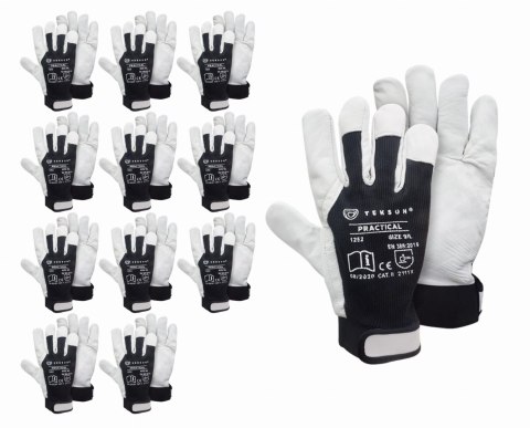 Rękawice Ochronne Tekson Practical 1252 Skóra Kozia Z Rzepem - 12 Par (9 - L) Rękawice Ochronne Tekson Practical 1252 Skóra Kozia Z Rzepem - 12 Par (9 - L)