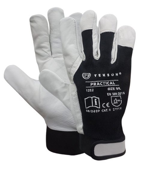 Rękawice Ochronne Tekson Practical 1252 Skóra Kozia Z Rzepem - 12 Par (9 - L) Rękawice Ochronne Tekson Practical 1252 Skóra Kozia Z Rzepem - 12 Par (9 - L)