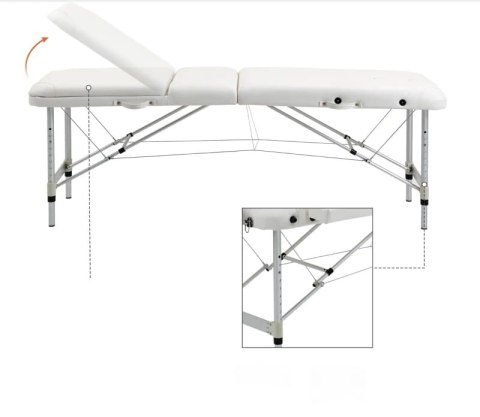 Łóżko Do Masażu Składane Aluminiowe Białe PAKO 700-039WT