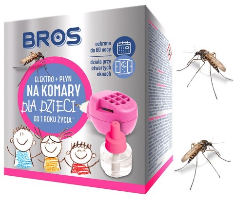 BROS - elektro + płyn na komary dla dzieci od 1 roku życia - 60 nocy BROS - elektro + płyn na komary dla dzieci od 1 roku życia - 60 nocy