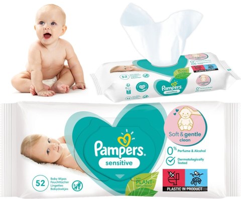 PAMPERS Chusteczki Nawilżane Sensitive 52 szt. - 1 op. PAMPERS Chusteczki Nawilżane Sensitive 52 szt. - 1 op.