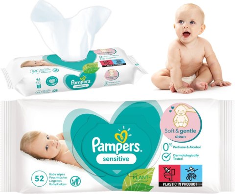 PAMPERS Chusteczki Nawilżane Sensitive 52 szt. - 1 op. PAMPERS Chusteczki Nawilżane Sensitive 52 szt. - 1 op.