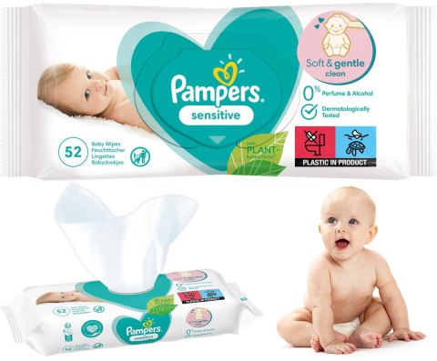 PAMPERS Chusteczki Nawilżane Sensitive 52 szt. - 1 op. PAMPERS Chusteczki Nawilżane Sensitive 52 szt. - 1 op.