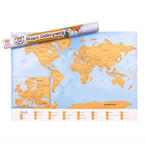 Mapa Odkrywcy Świat PL plakat ZDRAPKA w tubie duża Mapa Odkrywcy Świat PL plakat ZDRAPKA w tubie duża