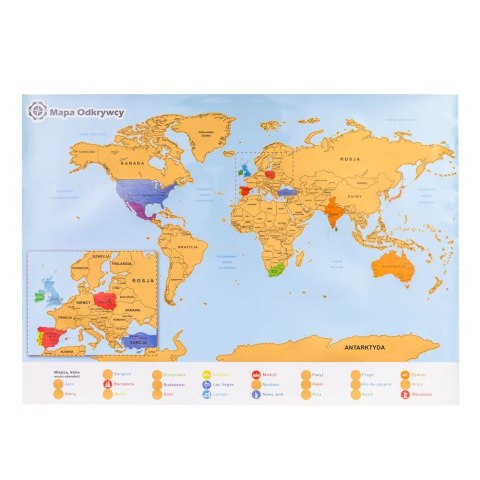 Mapa Odkrywcy Świat PL plakat ZDRAPKA w tubie duża Mapa Odkrywcy Świat PL plakat ZDRAPKA w tubie duża