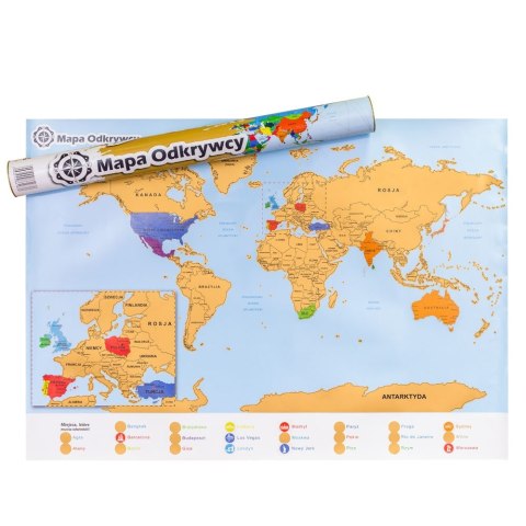 Mapa Odkrywcy Świat PL plakat ZDRAPKA w tubie duża Mapa Odkrywcy Świat PL plakat ZDRAPKA w tubie duża