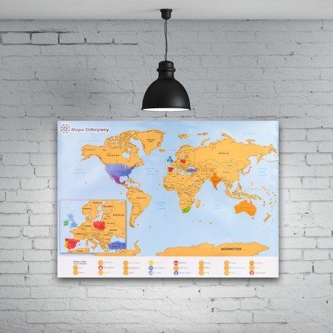 Mapa Odkrywcy Świat PL plakat ZDRAPKA w tubie duża Mapa Odkrywcy Świat PL plakat ZDRAPKA w tubie duża