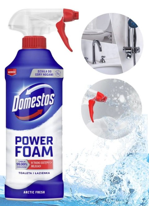 Domestos Power Foam Piana Do Mycia Toalety i Łazienki Arctic Fresh 435ml Domestos Power Foam Piana Do Mycia Toalety i Łazienki Arctic Fresh 435ml