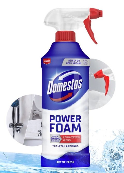 Domestos Power Foam Piana Do Mycia Toalety i Łazienki Arctic Fresh 435ml Domestos Power Foam Piana Do Mycia Toalety i Łazienki Arctic Fresh 435ml
