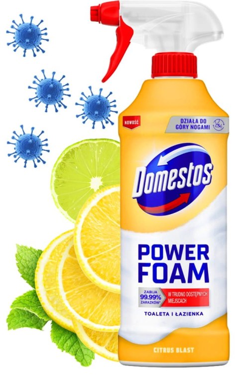 Domestos Power Foam Piana Do Mycia Toalety i Łazienki Citrus Blast 435ml Domestos Power Foam Piana Do Mycia Toalety i Łazienki Citrus Blast 435ml