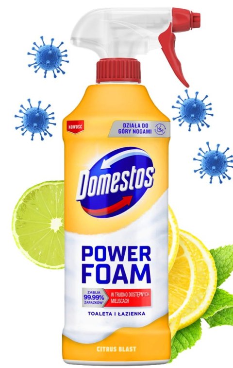 Domestos Power Foam Piana Do Mycia Toalety i Łazienki Citrus Blast 435ml Domestos Power Foam Piana Do Mycia Toalety i Łazienki Citrus Blast 435ml