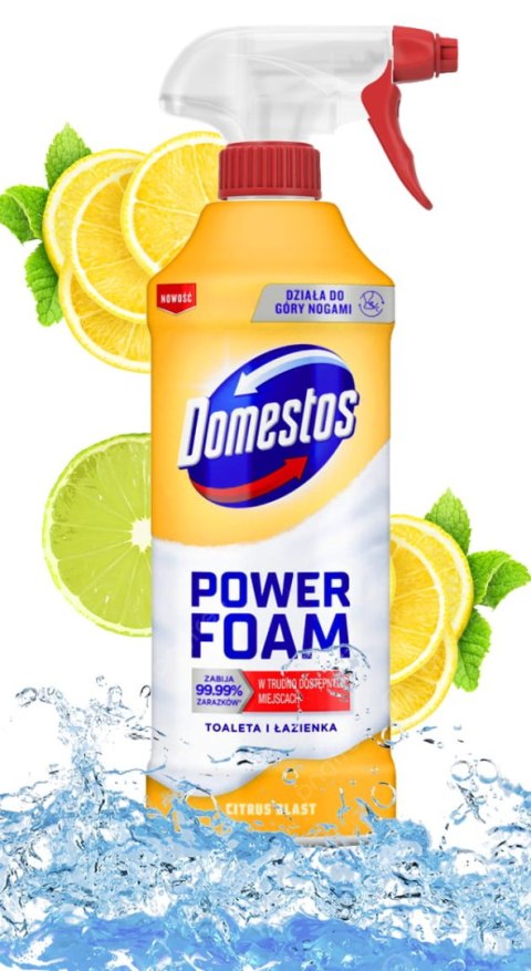 Domestos Power Foam Piana Do Mycia Toalety i Łazienki Citrus Blast 435ml Domestos Power Foam Piana Do Mycia Toalety i Łazienki Citrus Blast 435ml