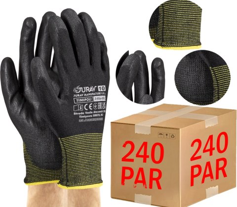 Rękawice Robocze Czarne J-TIMIPOLI_BB - 240 Par (10 - XL) Rękawice Robocze Czarne J-TIMIPOLI_BB - 240 Par (10 - XL)