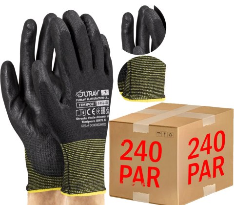 Rękawice Robocze Czarne J-TIMIPOLI_BB - 240 Par (10 - XL) Rękawice Robocze Czarne J-TIMIPOLI_BB - 240 Par (10 - XL)