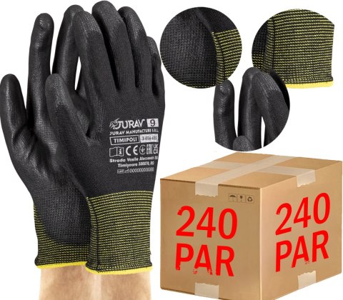 Rękawice Robocze Czarne J-TIMIPOLI_BB - 240 Par (10 - XL) Rękawice Robocze Czarne J-TIMIPOLI_BB - 240 Par (10 - XL)