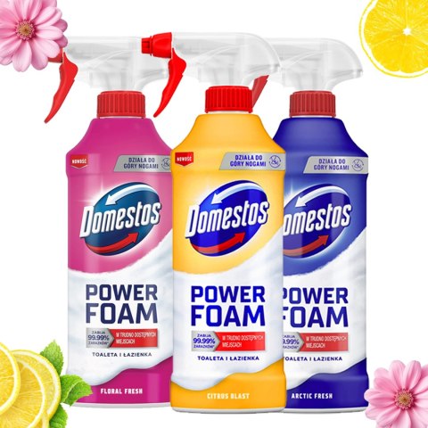 Zestaw 3 x Domestos Power Foam Piana Do Mycia Toalety i Łazienki 435ml Zestaw 3 x Domestos Power Foam Piana Do Mycia Toalety i Łazienki 435ml