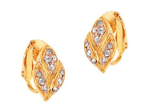 Klipsy z kryształowe listki (E4240AU)