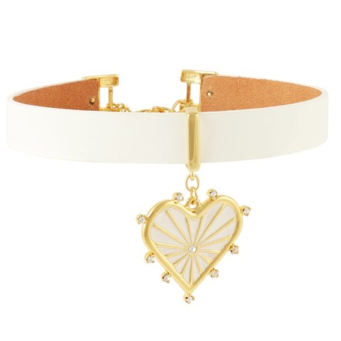 Biały choker z sercem z kolekcji Bella (C23/ZWE/04AU) Biały choker z sercem z kolekcji Bella (C23/ZWE/04AU)