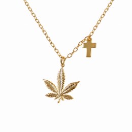 Naszyjnik marihuana i krzyż (C15/TGU/37AU)