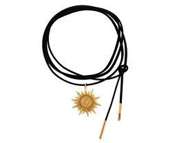 Czarny choker ze słońcem, wiązany z przodu z kolekcji Olimpia (C24/WIO/37AU)