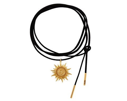 Czarny choker ze słońcem, wiązany z przodu z kolekcji Olimpia (C24/WIO/37AU)