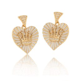 Kolczyki korona w sercu emalia (P23/LAT/116/1AU)