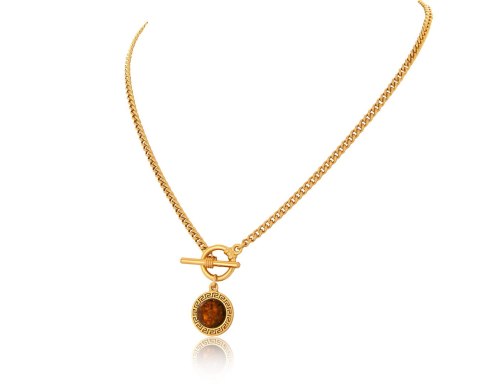 Naszyjnik z bursztynem otoczonym drogą grecką z kolekcji Amber (C24/TYN/08AU) Naszyjnik z bursztynem otoczonym drogą grecką z kolekcji Amber (C24/TYN/08AU)