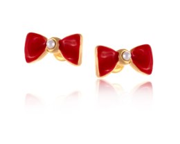 Kolczyki czerwone kokardki z kryształkiem (P24/ZIM/03AU)