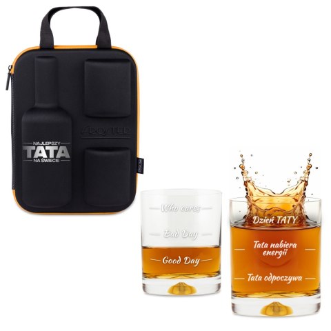 Etui na whisky ze szklankami dla Taty - prezent na Dzień Ojca - na urodziny Etui na whisky ze szklankami dla Taty - prezent na Dzień Ojca - na urodziny