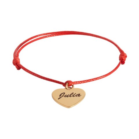 Bransoletka serduszko na czerwonym sznureczku (C24/ZIM/15AU)