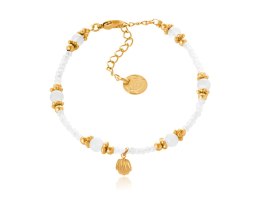 Bransoletka z białych koralików z muszelką z kolekcji Aqualessia (B24/AQUA/01AU)