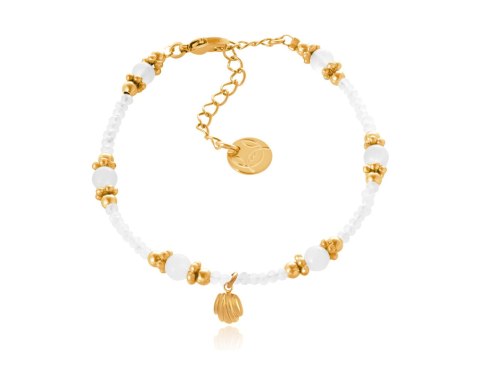 Bransoletka z białych koralików z muszelką z kolekcji Aqualessia (B24/AQUA/01AU)
