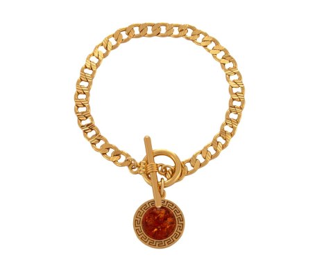 Bransoletka z bursztynem otoczonym drogą grecką z kolekcji Amber (B24/TYN/07AU)