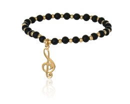 Bransoletka z onyksami z kluczem wiolinowym z kolekcji Basic Aria Martelle (B24/NUT/05AU)