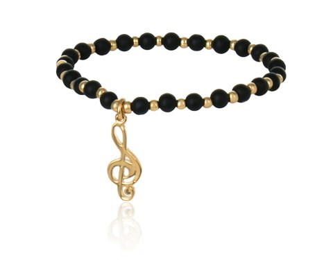 Bransoletka z onyksami z kluczem wiolinowym z kolekcji Basic Aria Martelle (B24/NUT/05AU)