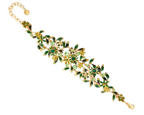 Bransoletka zielone kwiatuszki z kryształkami z kolekcji Blossom (B8157AU/Z) Bransoletka zielone kwiatuszki z kryształkami z kolekcji Blossom (B8157AU/Z)