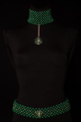 Choker z malachitów z krzyżem (C23/FSH/24AU)
