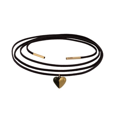 Czarny choker z czarno złotym serduszkiem, wiązany z przodu (C24/WIO/05/1AU) Czarny choker z czarno złotym serduszkiem, wiązany z przodu (C24/WIO/05/1AU)