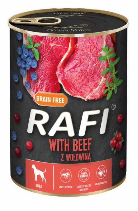 Karma Mokra Dla Psów RAFI z Wołowiną, Borówką i Żurawiną 400g - 1 szt. Karma Mokra Dla Psów RAFI z Wołowiną, Borówką i Żurawiną 400g - 1 szt.