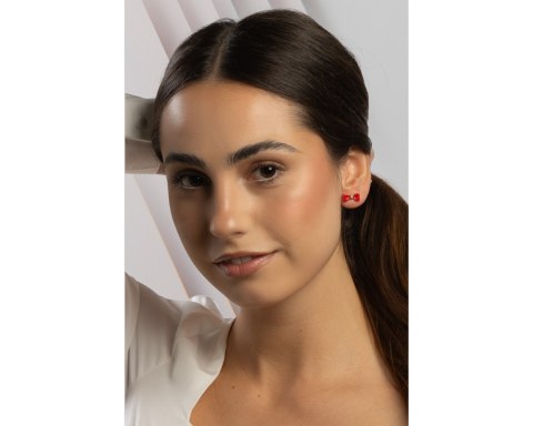 Kolczyki czerwone kokardki z kryształkiem (P24/ZIM/03AU)