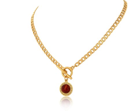 Naszyjnik z bursztynem otoczonym drogą grecką z kolekcji Amber (C24/TYN/07AU) Naszyjnik z bursztynem otoczonym drogą grecką z kolekcji Amber (C24/TYN/07AU)