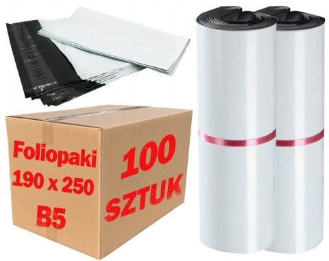 Foliopaki Kurierskie Białe B5 190x250mm - 100 szt.