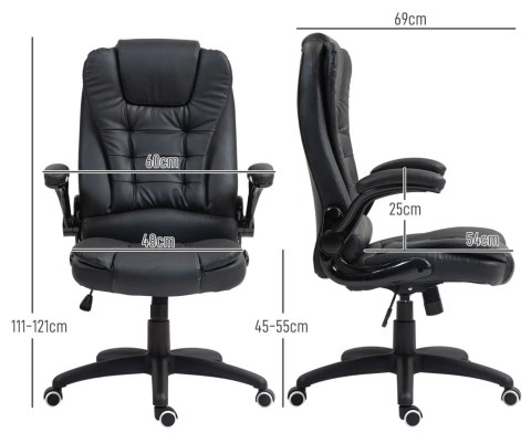 Fotel Biurowy Ze Składanymi Podłokietnikami i Funkcją Odchylania Czarny PAKO 921-731V81BK