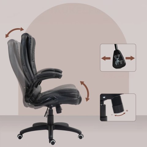 Fotel Biurowy Ze Składanymi Podłokietnikami i Funkcją Odchylania Czarny PAKO 921-731V81BK