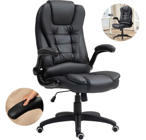 Fotel Biurowy Ze Składanymi Podłokietnikami i Funkcją Odchylania Czarny PAKO 921-731V81BK