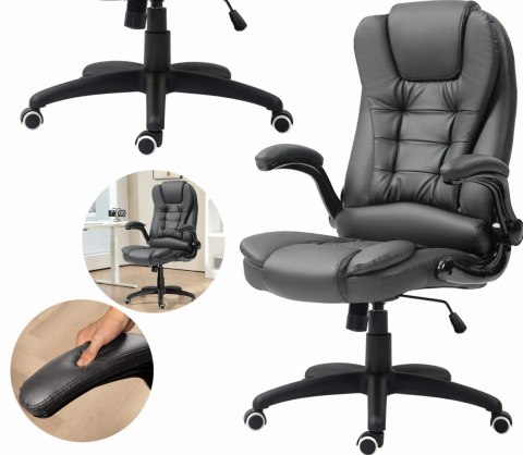 Fotel Biurowy Ze Składanymi Podłokietnikami i Funkcją Odchylania Ciemnoszary PAKO 921-731V81CG