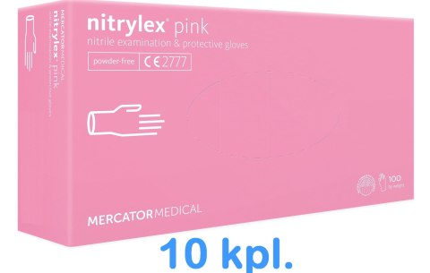 Rękawice Nitrylowe 100 sztuk / Różowe / Nitrylex Pink - 10 szt. (L 8-9) Rękawice Nitrylowe 100 sztuk / Różowe / Nitrylex Pink - 10 szt. (L 8-9)