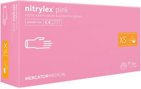 Rękawice Nitrylowe 100 sztuk / Różowe / Nitrylex Pink (XS 5-6) Rękawice Nitrylowe 100 sztuk / Różowe / Nitrylex Pink (XS 5-6)