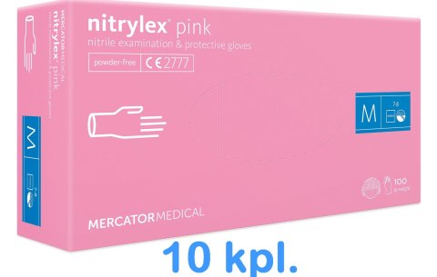 Rękawice Nitrylowe 100 sztuk / Różowe / Nitrylex Pink - 10 szt. (L 8-9) Rękawice Nitrylowe 100 sztuk / Różowe / Nitrylex Pink - 10 szt. (L 8-9)
